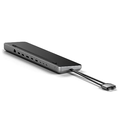 SATECHI Stazione di docking e supporto Dual USB-C con doppio HDMI 4K, Display Port, ricarica PD da 75 W, 2 USBC dati, 2 USB-A, Ethernet, SATA e custodia SSD NVMe, per MacBook e Windows