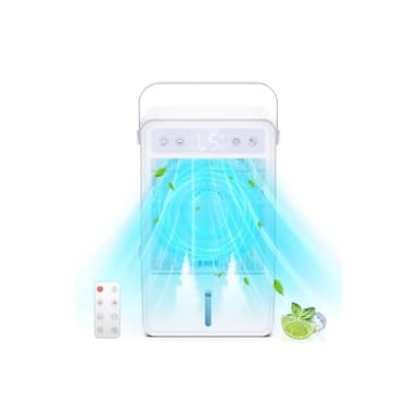 Condizionatore Portatile Silenzioso, Raffreddatore D'aria con 5 Velocità, 2 Modalità, Timer Di Spegnimento Automatico, 1500 Ml, Climatizzatore Portatile 4 in 1, Alimentato Tramite Usb