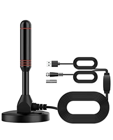 Vecys Antenna Digitale DVB-T2 Antenna TV DTMB Portatile per Interni e per Esterni con base Magnetica e Cavo da 5m, Connettore USB e TV Maschio