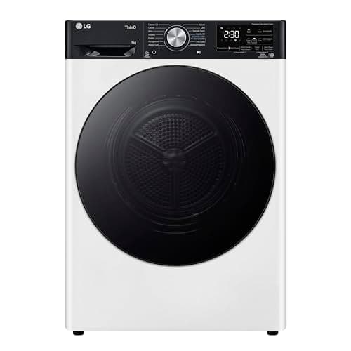 LG RH90V9LVEN Asciugatrice Smart a Carica Frontale 9kg, Serie V9, Classe A+++, Condensazione con Pompa di calore DUAL Inverter, Eco Hybrid, Condensatore autopulente, Allergy Care, Wi-Fi, Bianca