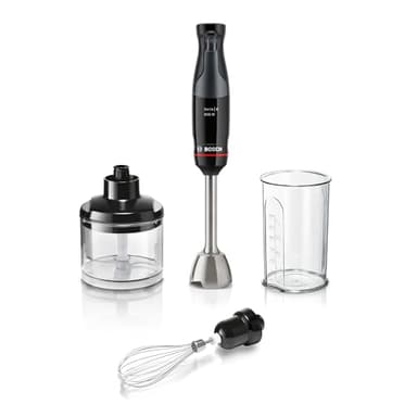 Bosch ErgoMaster Serie 4 MSM4B621, Frullatore a Immersione, Motore da 1000 Watt, Regolazione Dinamica della Velocità, Sistema QuattroBlade, Accessori Inclusi, Nero