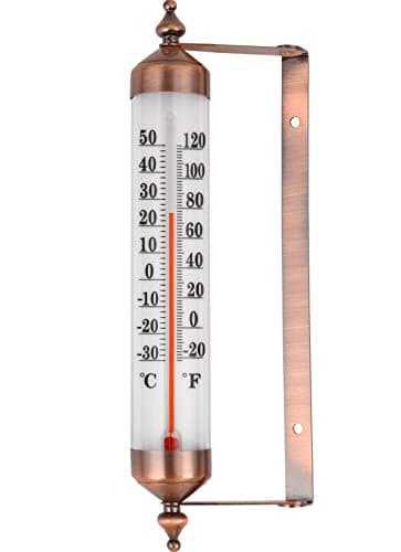 Termometro da Esterno con Design Effetto Bronzo - Elegante Adatto per il Monitoraggio Della Temperatura Esterna Garage, Serra a Parete