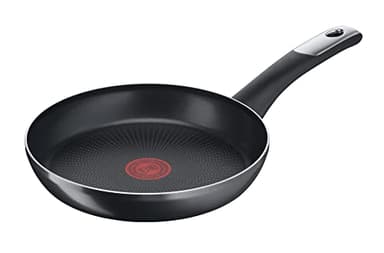 Tefal C38804 Padella Essential in titanio duro da 24 cm | Rivestimento antiaderente con particelle di titanio | Indicatore di temperatura | Lavabile in lavastoviglie | Prodotta in Francia | Nera