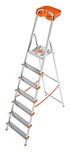 Scala ATTICA in alluminio con vaschetta portaoggetti 7 gradini