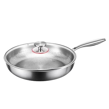 Padella in titanio martellato Pro, padella antiaderente, con design multifunzionale, rivestimento antigraffio, 26 cm, 28 cm, 30 cm, per piano cottura a induzione e campeggio