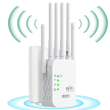 RipetitoreWiFi, AmplificatoreWiFi, extender WiFi 6 antenne Amplificatore, 2 porte LANWiFi, 1200 metri quadrati di area di copertura, potente ripetitoreWiFi per la casa e l'ufficio e la casa