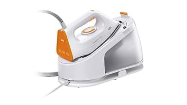 Braun CareStyle 1 Pro IS 1511 WH, ferro da stiro a vapore con tecnologia FreeGlide 3D, vapore verticale, funzione antigoccia, serbatoio acqua da 1,7 l, 5,5 bar, 360 g/min, 2200 W, bianco/arancione