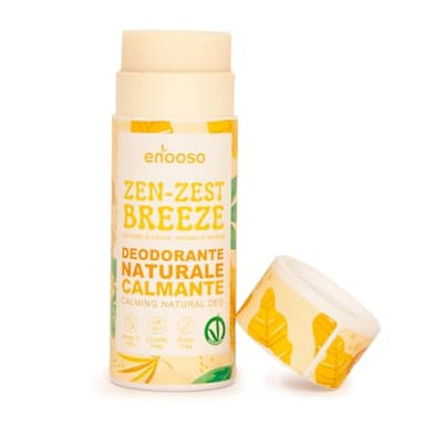 Enooso - Deodorante Naturale Ascelle Solido LIMONE e ZENZERO Calmante, Antiodore e Vegano, Deodorante Senza Alluminio o Bicarbonato, Nichel Tested, Deodorante Solido Made in Italy, 55ml