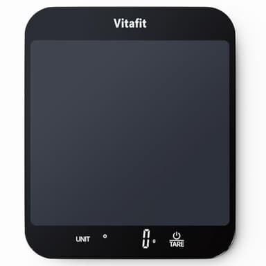 Vitafit 15kg Bilancia da Cucina Digitale, Bilancia Alimentare Elettronica Multifunzione in Grammi e Once, Graduazione Precisa 1g/0.1oz, Batterie Incluse, Nero