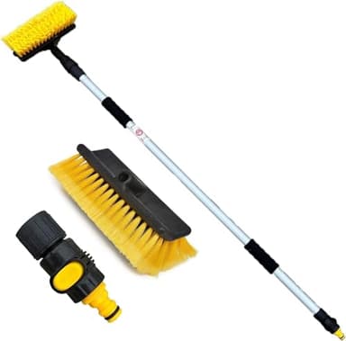 Generico Spazzolone per Lavaggio Pulizia e Cura di Camper Camion Auto SUV, Scopa Telescopica Antigraffi, Asta con Tubo ad Innesto Rapido Allungabile Fino a 1.80 Metri, con Spazzola 24x10 cm