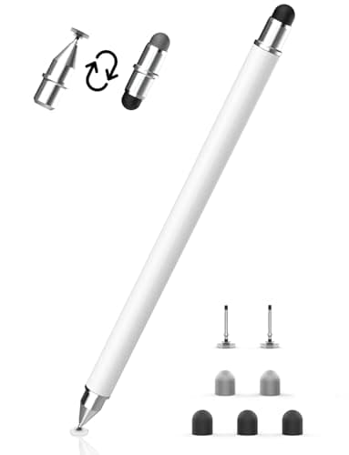 MEKO Penna Touchscreen Magnetico 3 in 1 Penna per Tablet con Punte in Fibra, Gomma e Disco, compatibile con tablet/telefoni come iPhone/iPad/Samsung/Huawei/Xiaomi/Surface/Chromebook - Bianco