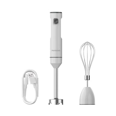 POYOCOM Frullatore a immersione senza fili a velocità variabile, minipimer ricaricabile, con cavo Type-C, frusta per le uova, per frullati, frappè, salse, pappe e zuppe - Bianco
