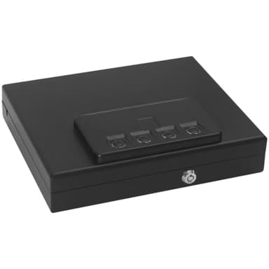 Qisan Casseforti per pistole, cassaforte portatile, scatola per cassa in acciaio con chiave e password digitale, equipped con linguetta in acciaio anti-blocco