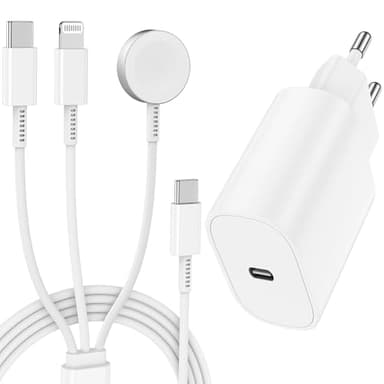 3 in 1 USB C Apple Watch Caricatore Rapido con Cavo 2M, Tipo C Ricarica Magnetico Carica Batteria iWatch Caricabatterie per Apple Watch Series Ultra SE/10/9/8/7/6/5/4/iPhone 16 Pro Max/15/14/13/12/11