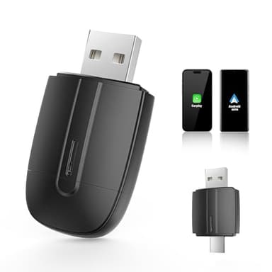 Adattatore CarPlay Wireless & Android Auto 2 in 1, Converte il Cavo in Wireless,USB C/A Plug and Play, Supporta iOS 10+ e Android 11+, per Auto con CarPlay e Android Auto Cablati
