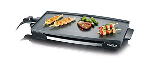 SEVERIN KG 2397 Piano cottura XXL da 2200 Watt, Superficie di cottura multiuso, Piastra in alluminio pressofuso antiaderente, Piastra antiaderente da 2052 cm quadri, Acciaio/nero