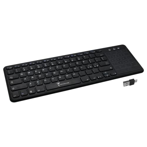 Tastiera Wireless con Touchpad Multidirezionale integrato Tastiera Wireless senza fili Facili per PC, Smart TV, Tablet e Smartphone ControlliLayout Internazionale QWERTY Connessione USB-A e USB-C