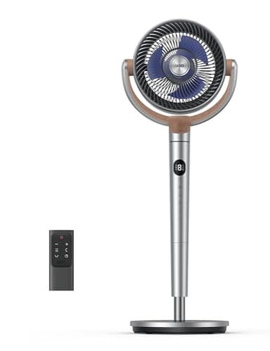 Dreo Ventilatore oscillante silenzioso da 23 dB, 120° + 120° Omni-direzionale, distanza del vento 24 m, volume d'aria 1200 m³/h, vero flusso d'aria turbo, 102 cm, altezza 3 modalità, 8 velocità