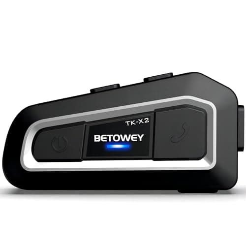 BETOWEY Interfono Moto Bluetooth Singolo TK-X2 Auricolare Casco Moto Bluetooth con Cancellazione del Rumore, Distanza 1Km, Radio FM, Kit di Comunicazione Universale