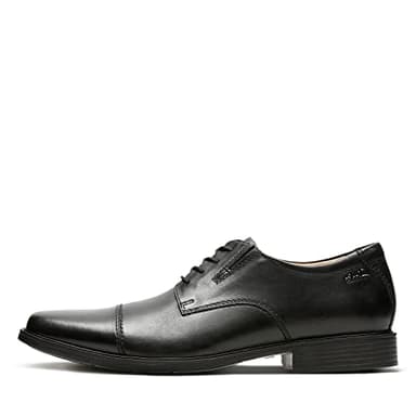 Clarks Tilden Cap, Scarpe con lacci Uomo, Black Black Leather 003, 43 EU