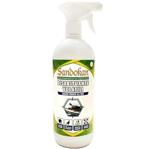 Sandokan Disabituante per Volatili e Piccioni Formato da 1 Litro, Effetto Barriera Repellente