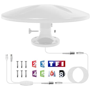 Antenna TV interna TNT potente, antenna TV esterna potente di segnale ad alto guadagno, antenne TNT esterne, antenna omnidirezionale TNT per campeggio auto, camper, furgone, camion, barche