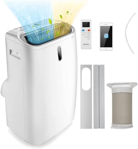 COSTWAY Condizionatore Portatile Caldo e Freddo, 14000BTU/4,1 kW, 5 in 1 Con Raffreddamento, Riscaldamento, Ventola, Deumidificazione e Modalità Notturna, 24H Timer, R290 (14000BTU|28m²+)