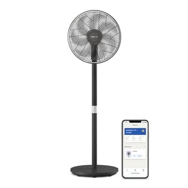 PHILIPS Smart Pedestal Fan Serie 3000. Potente & Ultra-Silenzioso, Tecnologia SilentWings.19 dB. Ventilatore Tavolo&Piantana 2-in-1. Inclinabile & Rotante. Controllo App. Timer 12h. Nero (CX3550/01)