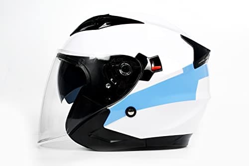 BHR Casco Jet Doppia Visiera 809 DOUBLE | Casco Scooter Omologato ECE | Casco Moto Jet con Doppia Visiera Antigraffio, 4 Punti di Ventilazione & Sgancio Micrometrico | COOL LINE BIANCO | XL