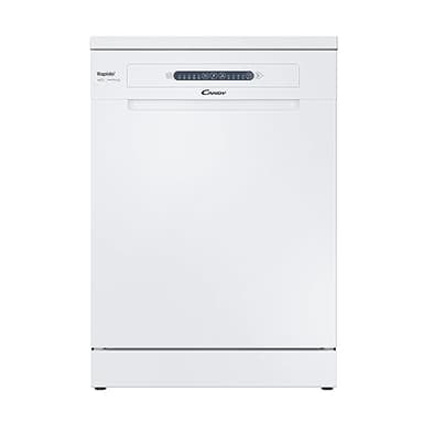Candy Rapido' Lavastoviglie a Libera Installazione 60 cm, 14 Coperti, 8 Programmi, Partenza Ritardata fino a 9h, Ciclo Rapido 49 Min, Motore Inverter, Classe E, 59,7 x 59,8 x 85 cm, Bianca - CF 3E9E0W