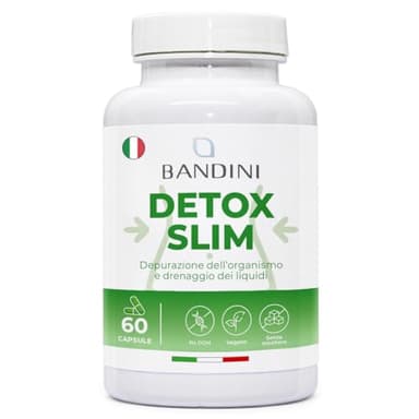 Bandini® DETOX SLIM 60 Capsule Vegan | Drenante, Antiossidante, Depurativo, Detossificante per Fegato e Intestino | Complesso di Estratti Vegetali: Bromelina, Tarassaco, Pilosella, Betulla e Garcinia
