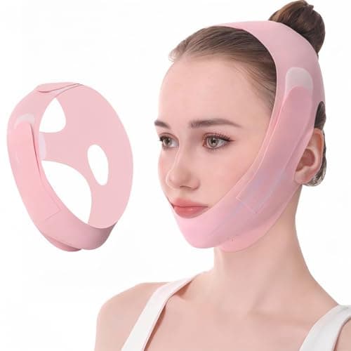ZOPJUMA Cintura per il Sollevamento del Viso,Doppio Mento Maschera Viso,Maschere Riutilizzabili a V,ideale per un uso quotidiano o in viaggio