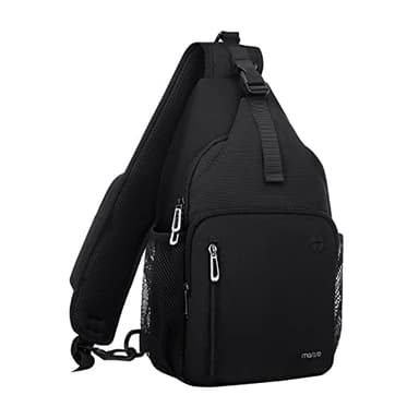 MOSISO Sling Zaino, Monospalla Sling Bag, Multiuso Viaggiare Escursionismo Zainetto Borsello Tracolla con Frontale Quadrata Tasca & USB Porta di Ricarica，Nero