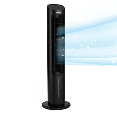 KLARSTEIN Condizionatore Portatile 5in1, Climatizzatore Portatile Senza Tubo, Raffrescatore d'Aria 360m³/h, Aria Condizionata Portatile 50W, Serbatoio da 4L, Silenzioso con Timer e Night Mode, Nero