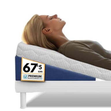 CTD - Cuneo antireflusso adulto cuscino cuneo per letto memory foam cuscino incinta sonno miglioramento digestione e sonno (tessuto PU traspirante blu, 67,5 x 15 x 67)