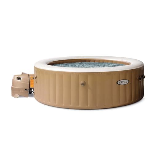Intex 28412NP - Idromassaggio Gonfiabile Rotondo PureSpa Bubble Massage, 8 Posti, 170 Getti, PVC, Beige, 236x71 cm