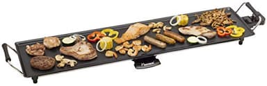 Bestron Piastra elettrica per grigliare, XXL Plancha piastra con rivestimento antiaderente, divertimento alla griglia per un massimo di 8 persone, superficie di cottura extra-lunga, colore: nero