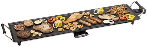 Bestron Piastra elettrica per grigliare, XXL Plancha piastra con rivestimento antiaderente, divertimento alla griglia per un massimo di 8 persone, superficie di cottura extra-lunga, colore: nero