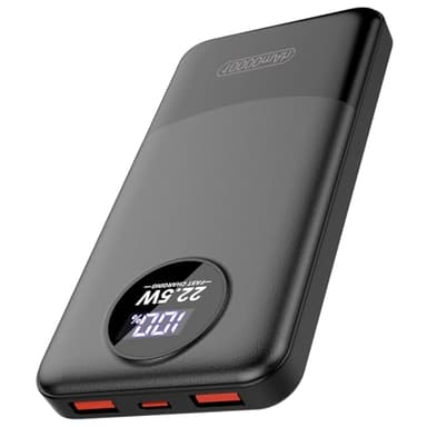 Power Bank 10000mAh, PD 22.5W Ricarica Rapida powerbank, QC 3.0 USB C caricatore portatile Con LED Display Batteria Esterna per iPhone 16 15 14 13 12 Pro Max Mini Plus smartphone Android etc Nero