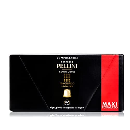 Pellini Luxury Coffee Magnifico 100% Arabica, 100 Capsule Caffè Compatibili Nespresso dall'Aroma Pieno e Tostatura Decisa, Compostabili e Autoprotette, 10 Confezioni da 10 Capsule