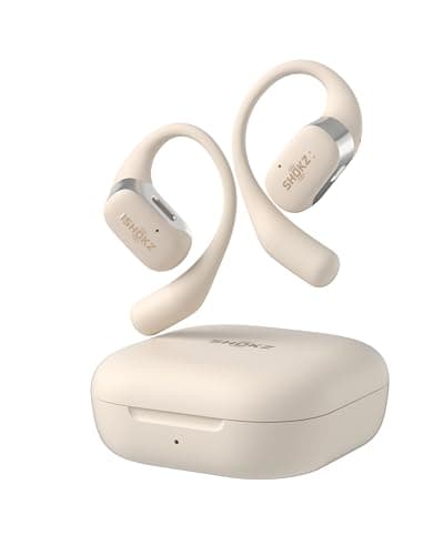 SHOKZ Auricolari OpenFit open-ear, auricolari Bluetooth True Wireless con microfono, auricolari con gancio, ricarica rapida, 28 ore di riproduzione, impermeabilità IP54 - Beige