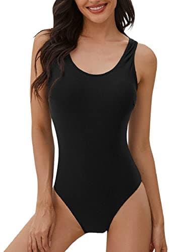 heekpek Costumi da Bagno Donna, Sexy Tinta Unita Monokini Costume Trikini Donna, Gradient Sportivo Bikini Brasiliana Push up, Un Pezzo Costumi Interi Donna con Tracolla Incrociata, Nero, M