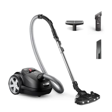 Aspirapolvere Philips con sacco serie 8000 Performer LED - Motore 900W, spazzola TriActive+ LED, HEPA, 12m, Sacchi Lunga Durata, colore nero (XD8122/10)