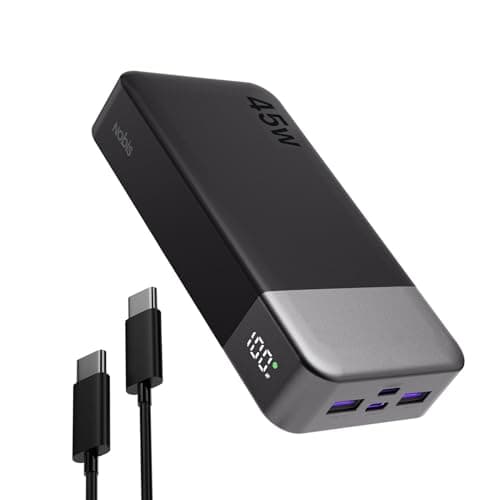 Nobis Power Bank, 20000mAh Caricabatterie portatile, 45W USB C in & Out Ricarica Rapida, 4 Porte Batteria Esterna con Display Digitale a LED, Compatibile con MacBook, iPhone 15 S23 (Nero)