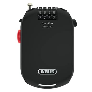 Lucchetto speciale ABUS Combiflex 2503/120 - Adatto come lucchetto per bagagli, lucchetto per sci, lucchetto per caschi - Cavo in acciaio da 120 cm - con codice a combinazione - Nero