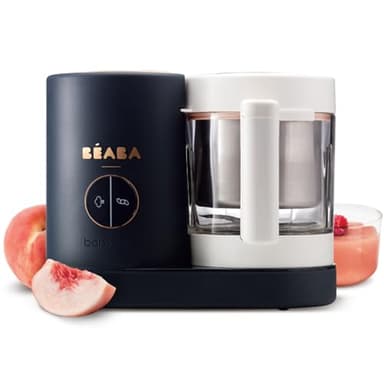 BÉABA - Babycook Néo, Cuocipappa Omogeneizzatore, Cottura a Vapore Delicata, Robot per Pappe 6 in 1, Neonato e Bambino, Bicchiere in Vetro e Cestello in Acciaio Inox, Blu Notte