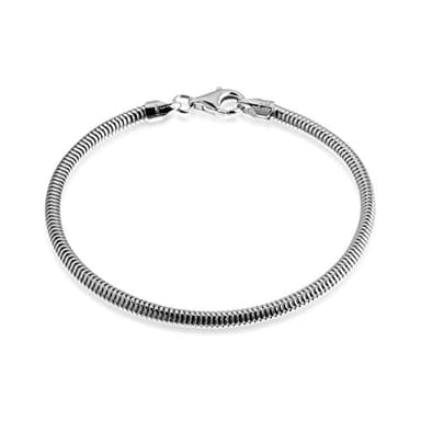 QUADRI - Bracciale in argento 925 - elegante catena Snake idea regalo per uomo donna, larghezza maglia 5 mm - lunghezza 19 cm - Certificato Made in Italy