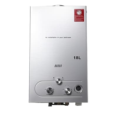 NICCOO Scaldabagno a Gas GPL, 18L Caldaia a Gas a Parete, senza serbatoio Scaldacqua Istantaneo, con kit doccia e Display a LED, Per docce da esterno, grigio