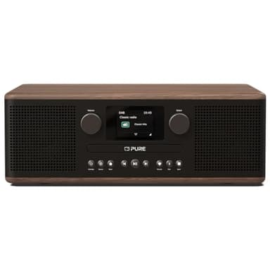 Pure Classic C-D6 Sistema Musicale (Lettore CD, DAB+/FM, Bluetooth, AUX, USB, Sveglia/Timer per il Sonno) Caffè Nero/Noce