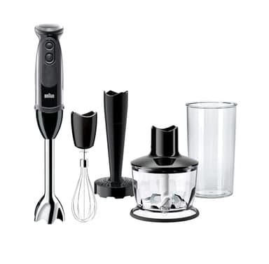 Braun Multiquick7 MQ5237, Minipimer Frullatore ad Immersione, 21 Velocità, Dotato di Tritatutto da 500ml, Schiacciapatate, Frusta a Filo e Bicchiere, 1000watt, nero